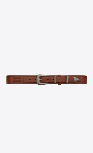 Folk belt in cognac leather